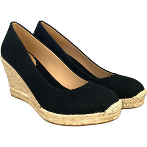 J.Crew Women's Closed Toe Black Canvas Espadrille Wedge Heel Size 8